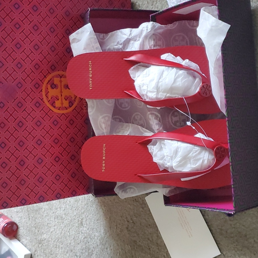 Tory birch flip flops red two other colors as shown so comfy lowered